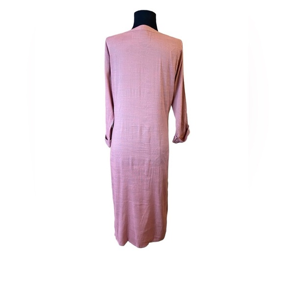 Anora Pale Pink Linen Kaftan With Embroidered Flowers - Picture 8 of 15